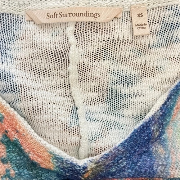 𝅺SOFT Surroundings‎ Womens Tallie Textured V-neck Sweater Multi Marbled Size XS - Picture 5 of 7